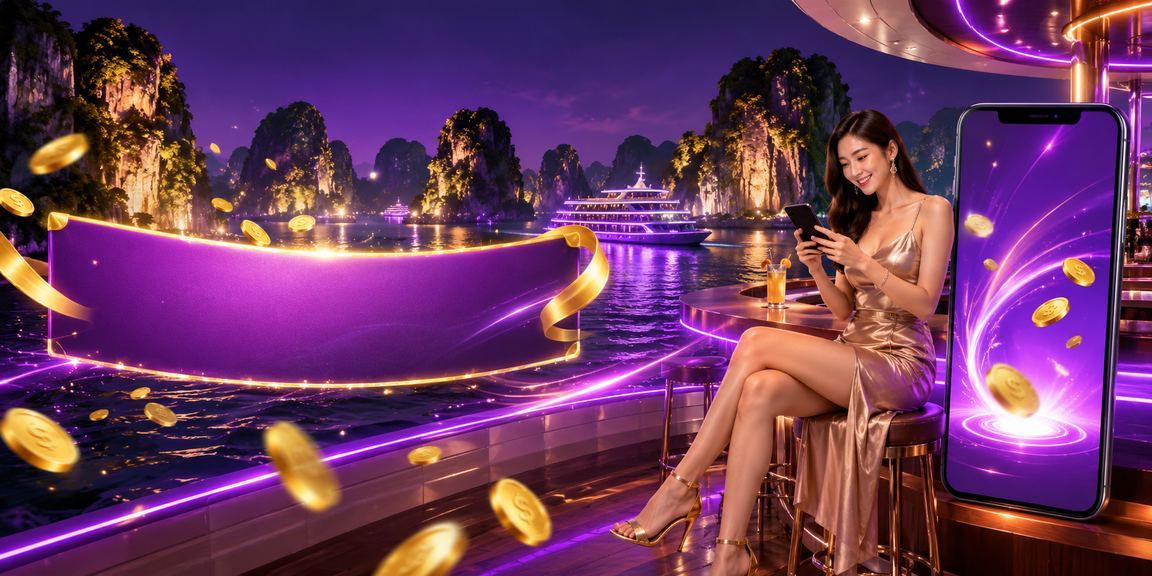 Màn hình hiển thị thưởng cashback và kèo thể thao tại khu giải trí Hạ Long ban đêm