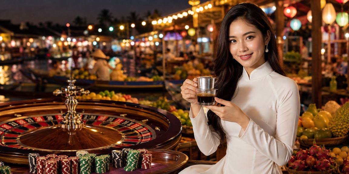 Người chơi áo dài tham gia roulette bên sông Mekong, không khí sòng bạc trực tuyến Việt Nam